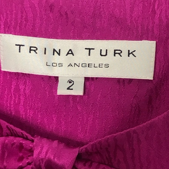 Trina Turk Blouse Silk Sleeveless Top with bow size 2 - Picture 6 of 9